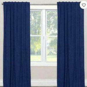 SKYLINE Velvet 84-Inch Rod Pocket/Back Tab Window Curtain Panel in Navy